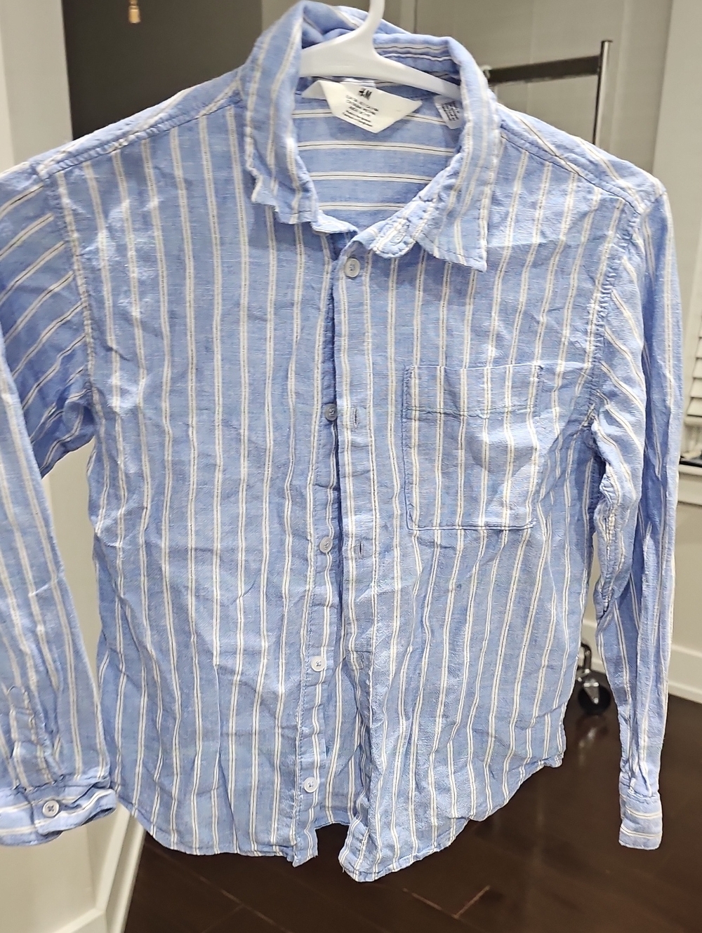 H&M Light Blue and White Striped Button-Down Shirt